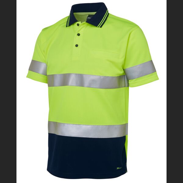 JB's Hi Vis S/S (D+N) Trad Polo Lime/Navy S Thumbnail