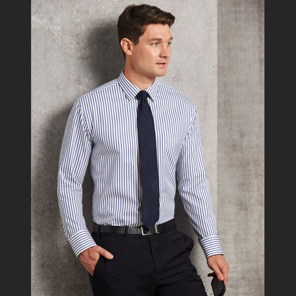 WINNING SPIRIT Men's Executive Sateen Stripe Long Sleeve Shirt Thumbnail